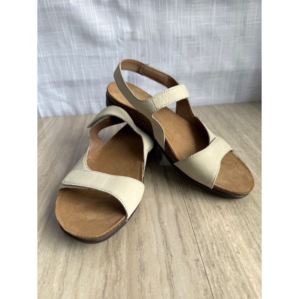 Dansko Sandals Ronda Leather Slide Wedge Platform Ivory Off White Quiet Luxury